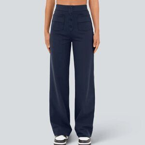 Navy Blue - High waisted, straight leg pants
